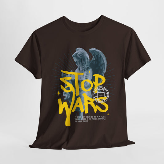 Stop Wars Unisex Heavy Cotton Tee | Fun Graphic T-Shirt for Peace Advocates - ArtShirt Couture