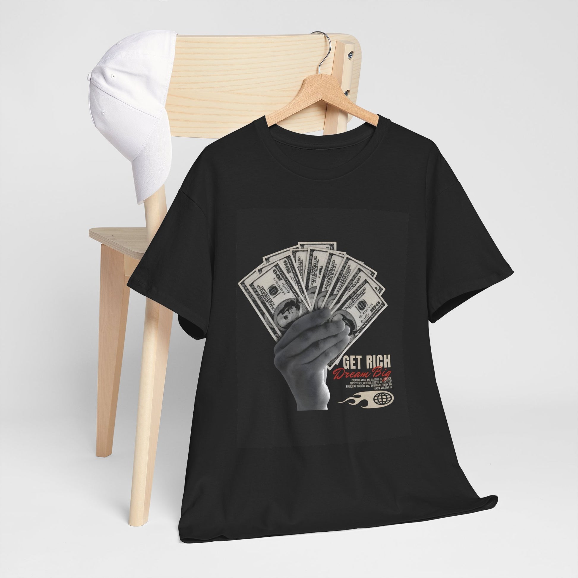 Get Rich Dream Big Unisex Heavy Cotton Tee | Motivational Graphic T-Shirt - Artshirtcouture